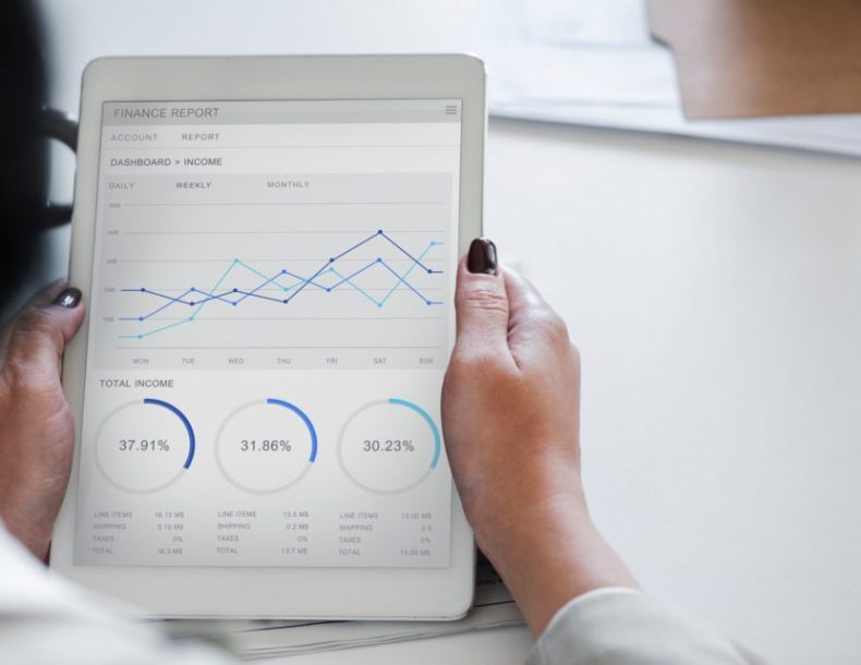 Cash flow figures on a tablet